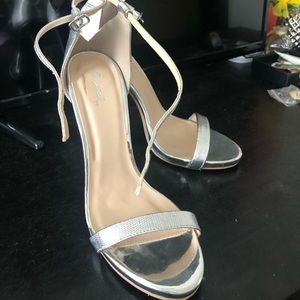 Silver high heel sandals